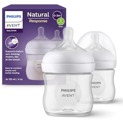 AVENT Philips Babyflaschen Natural Response – 2x Babyflaschen, 125 ml, für Neugeborene ab 0 Monaten, BPA-frei (Modell SCY900/02) AVENT Philips Babyflaschen Natural Response – 2x Babyflaschen, 125 ml, für Neugeborene ab 0 Monaten, BPA-frei (Modell SCY900/02)