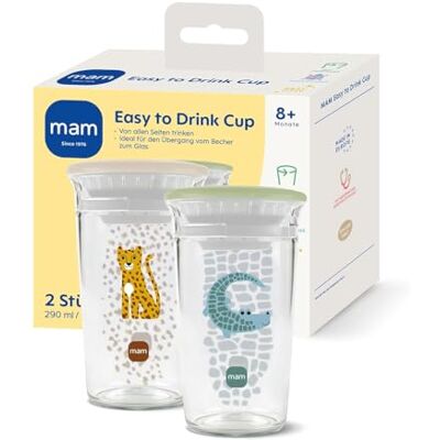 MAM Easy to Drink Cup 360° Trinklernbecher ab 8+ Mon Auslaufsicherer Silikoneinsatz mit Ventil BPA- & BPS-frei leicht zu reinigen Baby & Kinder Trinkbecher 290 ml Krokodil/Leo 2 Stück MAM Easy to Drink Cup 360° Trinklernbecher ab 8+ Mon Auslaufsicherer Silikoneinsatz mit Ventil BPA- & BPS-frei leicht zu reinigen Baby & Kinder Trinkbecher 290 ml Krokodil/Leo 2 Stück