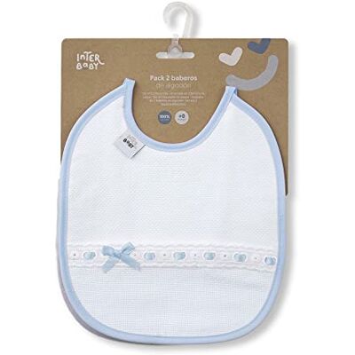 Interbaby 2er-Pack Lätzchen mit Pasacints und gesticktem Streifen in Blau und Grau Interbaby 2er-Pack Lätzchen mit Pasacints und gesticktem Streifen in Blau und Grau
