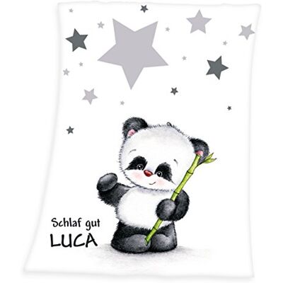 Wolimbo Babydecke mit Namen personalisiert Motiv Panda Besticktes Geschenk für Mädchen und Junge Wolimbo Babydecke mit Namen personalisiert Motiv Panda Besticktes Geschenk für Mädchen und Junge