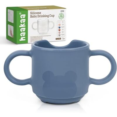 haakaa Silikon-Trinklernbecher für Babys mit Griffen, 150 ml, Blau BPA-Freies Silikon, Zwei Griffe Für Kleine Hände, Weich, Flexibel Und Einfach Zu Halten, Ideal Für Babys Ab 6 Monaten haakaa Silikon-Trinklernbecher für Babys mit Griffen, 150 ml, Blau BPA-Freies Silikon, Zwei Griffe Für Kleine Hände, Weich, Flexibel Und Einfach Zu Halten, Ideal Für Babys Ab 6 Monaten