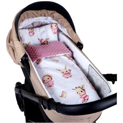 Babylux Babydecke Minky PLÜSCH Kuscheldecke 75x60cm + Kissen 35x30cm 2-TLG Set für Kinderwagen, Wiege, Babyschale, Neugeborene (MP151B Rosa + Häschen) Babylux Babydecke Minky PLÜSCH Kuscheldecke 75x60cm + Kissen 35x30cm 2-TLG Set für Kinderwagen, Wiege, Babyschale, Neugeborene (MP151B Rosa + Häschen)