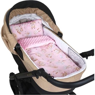 Babylux Babydecke Minky PLÜSCH Kuscheldecke 75x60cm + Kissen 35x30cm 2-TLG Set für Kinderwagen, Wiege, Babyschale, Neugeborene (MP162 Rosa + Schnuckis) Babylux Babydecke Minky PLÜSCH Kuscheldecke 75x60cm + Kissen 35x30cm 2-TLG Set für Kinderwagen, Wiege, Babyschale, Neugeborene (MP162 Rosa + Schnuckis)