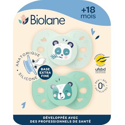 Biolane Anatomisch geformter Sauger für Tiere – extrafeiner Schnuller ab 18 Monaten – grün zweifarbig – flacher und wendbarer Nippel – optimaler Komfort – respektiert die Mundentwicklung Biolane Anatomisch geformter Sauger für Tiere – extrafeiner Schnuller ab 18 Monaten – grün zweifarbig – flacher und wendbarer Nippel – optimaler Komfort – respektiert die Mundentwicklung
