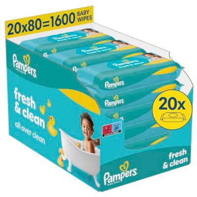 Pampers Fresh Clean Feuchttücher, 1600 Baby Feuchttücher Pampers Fresh Clean Feuchttücher, 1600 Baby Feuchttücher