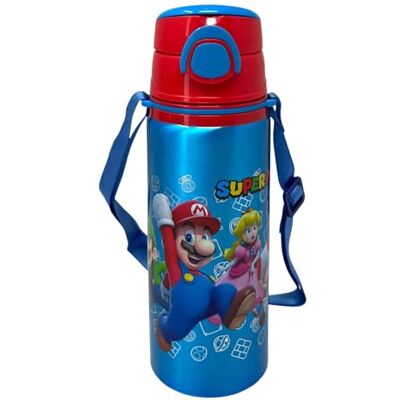 CARTOON Super Mario 730ml Aluminium Wasserflasche mit Strohhalm Kinder-Wasserflasche mit automatischem Pop-Up-Öffnungsmechanismus Inklusive Schultergurt CARTOON Super Mario 730ml Aluminium Wasserflasche mit Strohhalm Kinder-Wasserflasche mit automatischem Pop-Up-Öffnungsmechanismus Inklusive Schultergurt