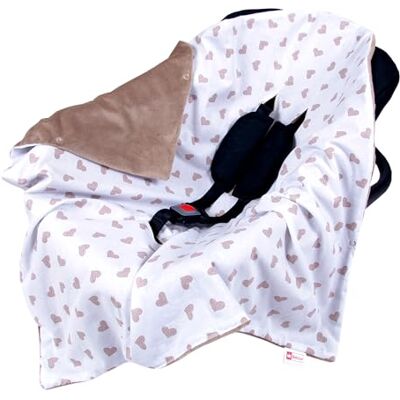 Babylux Einschlagdecke 80x80 cm für Babyschale & Autositz – Wende-Decke aus Plüsch & Baumwolle, mit Gurtschlitzen (153 Coffee + Herzen) Babylux Einschlagdecke 80x80 cm für Babyschale & Autositz – Wende-Decke aus Plüsch & Baumwolle, mit Gurtschlitzen (153 Coffee + Herzen)