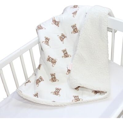 Babylux Musselin & Teddy Kuscheldecke – 100x75 cm – Weich, Warm & Zweiseitig für Kinderwagen & Babybett (D6 Bärchen) Babylux Musselin & Teddy Kuscheldecke – 100x75 cm – Weich, Warm & Zweiseitig für Kinderwagen & Babybett (D6 Bärchen)