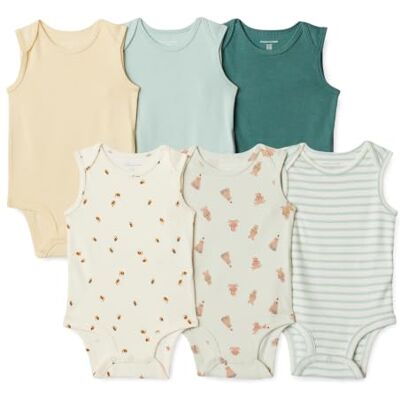 Amazon Unisex Baby Ärmellose Achselbodys aus Gerippter Baumwolle, 6er Pack, Mehrfarbig/Honig, Frühchen Amazon Unisex Baby Ärmellose Achselbodys aus Gerippter Baumwolle, 6er Pack, Mehrfarbig/Honig, Frühchen