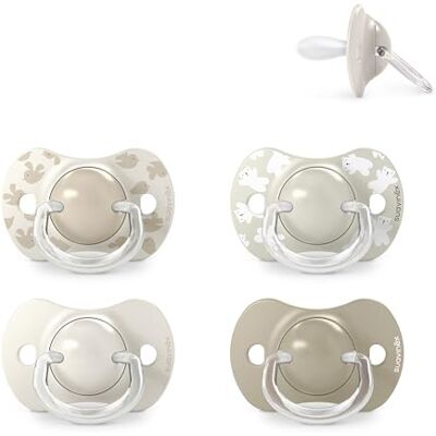 SUAVINEX , 4er-Pack Schnuller für Babys 6-18 Monate, mit Physiologischem SX Pro Silikon-Sauger Symmetrisch, Flach und Flexibel, Respektiert die Orale Entwicklung, Birdies und Wild&Free, Beige SUAVINEX , 4er-Pack Schnuller für Babys 6-18 Monate, mit Physiologischem SX Pro Silikon-Sauger Symmetrisch, Flach und Flexibel, Respektiert die Orale Entwicklung, Birdies und Wild&Free, Beige