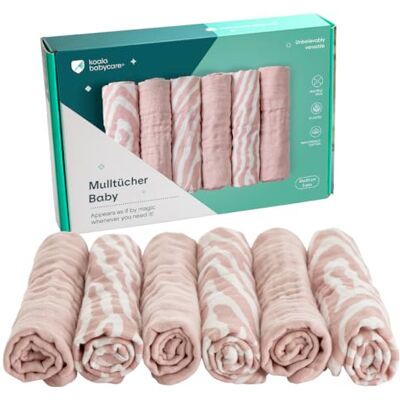 KOALA BABYCARE Mulltücher Baby 30x30cm aus Weicher Baumwolle Spucktücher Packung mit 6 Stück Atmungsaktiv und Saugfähig Ideal zum Reinigen und Trocknen KOALA BABYCARE Mulltücher Baby 30x30cm aus Weicher Baumwolle Spucktücher Packung mit 6 Stück Atmungsaktiv und Saugfähig Ideal zum Reinigen und Trocknen