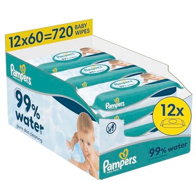 Pampers 99% Water Baby-Feuchttücher, 12x60 (720 Stück) leichte Lotion mit 99% Wasser Pampers 99% Water Baby-Feuchttücher, 12x60 (720 Stück) leichte Lotion mit 99% Wasser