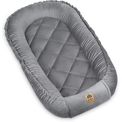 PIMKO Babynest Nestchen Baby aus grauem Samt Babynestchen Neugeborene Kuschelweiches Baby Nest zum Kuscheln Velvet Grey PIMKO Babynest Nestchen Baby aus grauem Samt Babynestchen Neugeborene Kuschelweiches Baby Nest zum Kuscheln Velvet Grey