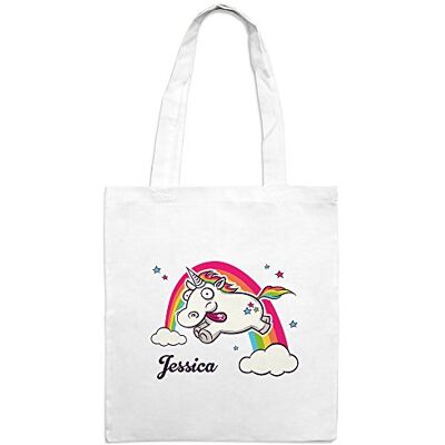 printplanet Jutebeutel mit Namen Jessica Motiv Verrücktes Einhorn Farbe weiß Stoffbeutel, Jutesack, Hipster, Beutel printplanet Jutebeutel mit Namen Jessica Motiv Verrücktes Einhorn Farbe weiß Stoffbeutel, Jutesack, Hipster, Beutel