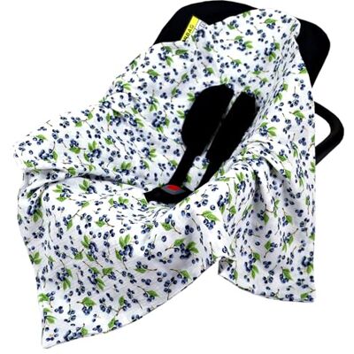 Babylux Einschlagdecke für Babyschale Autositz 80x80 cm – Sommer Babydecke aus Musselin Baumwolle – Atmungsaktiv, mit Gurtschlitzen (D11 Blaubeere) Babylux Einschlagdecke für Babyschale Autositz 80x80 cm – Sommer Babydecke aus Musselin Baumwolle – Atmungsaktiv, mit Gurtschlitzen (D11 Blaubeere)