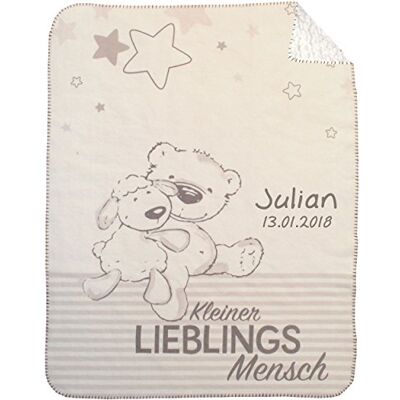 Wolimbo Duo Babydecke mit Namen Motiv Kleiner Lieblingsmensch Lammfell Optik 75x100cm Wolimbo Duo Babydecke mit Namen Motiv Kleiner Lieblingsmensch Lammfell Optik 75x100cm