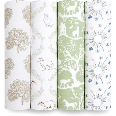 aden + anais ™ Essentials Baumwoll-Musselin-Pucktuch Harmony in 4er-Packung aden + anais ™ Essentials Baumwoll-Musselin-Pucktuch Harmony in 4er-Packung