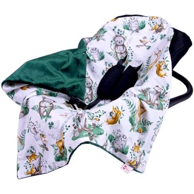 Babylux Einschlagdecke 80x80 cm für Babyschale & Autositz – Wende-Decke aus Plüsch & Baumwolle, mit Gurtschlitzen (123 Grün + Wald Tiere) Babylux Einschlagdecke 80x80 cm für Babyschale & Autositz – Wende-Decke aus Plüsch & Baumwolle, mit Gurtschlitzen (123 Grün + Wald Tiere)