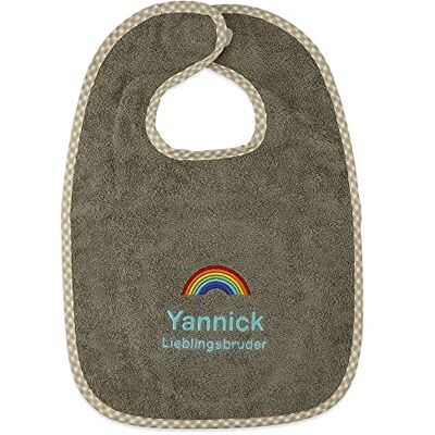 Wolimbo Lätzchen mit Klettverschluss braun personalisierbar mit Wunsch Name/Motiv bestickt Babylätzchen für Mädchen und Jungs Wolimbo Lätzchen mit Klettverschluss braun personalisierbar mit Wunsch Name/Motiv bestickt Babylätzchen für Mädchen und Jungs