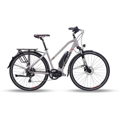 HEAD Women's E Revelo 1.0 Joy E-Trekking Bike, Matt Grey/Red, 54 HEAD Women's E Revelo 1.0 Joy E-Trekking Bike, Matt Grey/Red, 54