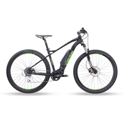 HEAD Unisex Adult Granby E-Mountain Bike, Matt Black/Green, 55 HEAD Unisex Adult Granby E-Mountain Bike, Matt Black/Green, 55