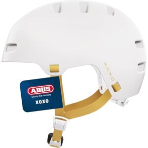 Abus Fahrradhelm XOXO Cityhelm im Skater-Look Helm für Skateboard, Fahrrad, Scooter mit optimiertem Kinnpolster für Jugendliche und Erwachsene Größe M, Weiß Abus Fahrradhelm XOXO Cityhelm im Skater-Look Helm für Skateboard, Fahrrad, Scooter mit optimiertem Kinnpolster für Jugendliche und Erwachsene Größe M, Weiß