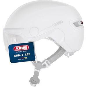 Abus Stadthelm HUD-Y ACE stylischer Fahrradhelm mit Visier und magnetischem, aufladbarem LED-Rücklicht für Damen und Herren Pure White, Größe S Abus Stadthelm HUD-Y ACE stylischer Fahrradhelm mit Visier und magnetischem, aufladbarem LED-Rücklicht für Damen und Herren Pure White, Größe S