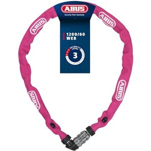 Abus Kettenschloss 1200 Web – Zahlenschloss mit 3-stelliger Kombination – Kette aus gehärtetem Stahl – Leichtes Fahrradschloss mit Farbauswahl – Fahrradzubehör – 60 cm – Pink Abus Kettenschloss 1200 Web – Zahlenschloss mit 3-stelliger Kombination – Kette aus gehärtetem Stahl – Leichtes Fahrradschloss mit Farbauswahl – Fahrradzubehör – 60 cm – Pink