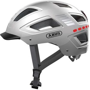 Abus Fahrradhelm mit Licht Hyban 2.0 LED Vorder- und Rücklicht & robuste Hartschale für Damen und Herren Silber Glänzend, Größe M Abus Fahrradhelm mit Licht Hyban 2.0 LED Vorder- und Rücklicht & robuste Hartschale für Damen und Herren Silber Glänzend, Größe M
