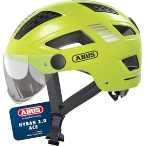 Abus Stadthelm Hyban 2.0 ACE Fahrradhelm mit Visier, Licht und ABS-Hartschale für Damen und Herren Gelb, Größe M, M (52-58 cm) Abus Stadthelm Hyban 2.0 ACE Fahrradhelm mit Visier, Licht und ABS-Hartschale für Damen und Herren Gelb, Größe M, M (52-58 cm)