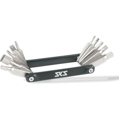 SKS GERMANY TOM 11 Multitool, Flaches Fahrrad-Minitool mit 11 Funktionen Fahrradzubehör, ergonomische Griff-Flächen, Tools aus Chrom-Vanadium-Stahl, Gehäuse aus Aluminium, ideal für Tourenfahrer SKS GERMANY TOM 11 Multitool, Flaches Fahrrad-Minitool mit 11 Funktionen Fahrradzubehör, ergonomische Griff-Flächen, Tools aus Chrom-Vanadium-Stahl, Gehäuse aus Aluminium, ideal für Tourenfahrer