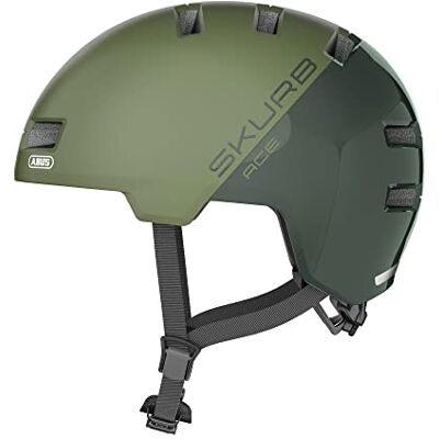 Abus Stadthelm Skurb ACE Stylischer Fahrradhelm im Alltag, beim Skaten, BMX-Fahren oder Longboarden Grün, Größe S Abus Stadthelm Skurb ACE Stylischer Fahrradhelm im Alltag, beim Skaten, BMX-Fahren oder Longboarden Grün, Größe S