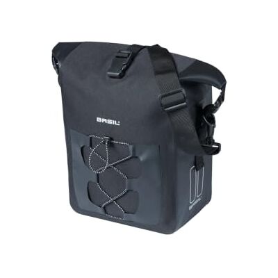 Basil Fahrrad Einzeltasche M MIK Hooks – 12–15L – Tarpaulin/Polyester – Wasserdicht IPX3 – Rolltop-Verschluss – Kompressions-Vortasche – Reflektierendes – Abnehmbarer Schultergurt – Schwarz Basil Fahrrad Einzeltasche M MIK Hooks – 12–15L – Tarpaulin/Polyester – Wasserdicht IPX3 – Rolltop-Verschluss – Kompressions-Vortasche – Reflektierendes – Abnehmbarer Schultergurt – Schwarz