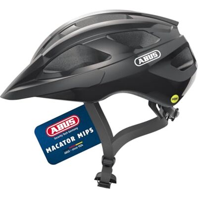 Abus Rennradhelm Macator MIPS Fahrradhelm für Einsteiger mit Schirm geeignet Zopfträger Damen und Herren Schwarz Glänzend, Größe L, L (58-62 cm) Abus Rennradhelm Macator MIPS Fahrradhelm für Einsteiger mit Schirm geeignet Zopfträger Damen und Herren Schwarz Glänzend, Größe L, L (58-62 cm)