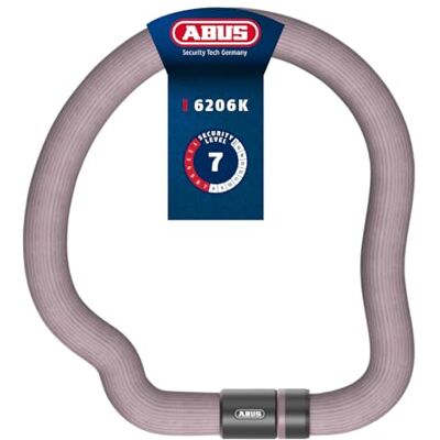 Abus Kettenschloss Goose Lock – biegsames, klapperfreies Fahrradschloss aus gehärtetem Stahl – 6 mm stark – 110 cm lang – mit Schlüssel – Altrosa Abus Kettenschloss Goose Lock – biegsames, klapperfreies Fahrradschloss aus gehärtetem Stahl – 6 mm stark – 110 cm lang – mit Schlüssel – Altrosa