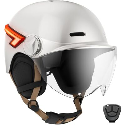 CASR Glow Fahrradhelm Damen Herren mit Licht und Visier, Fahrradhelm Erwachsene – LED Helm E-Bike, Roller, Blinker, Fernbedienung, USB-C, abnehmbare Ohrpolster, verstellbar, Größe M, Elfenbein CASR Glow Fahrradhelm Damen Herren mit Licht und Visier, Fahrradhelm Erwachsene – LED Helm E-Bike, Roller, Blinker, Fernbedienung, USB-C, abnehmbare Ohrpolster, verstellbar, Größe M, Elfenbein