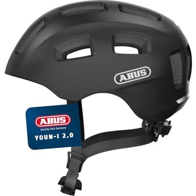 Abus Fahrradhelm Youn-I 2.0 mit Licht für Kinder, Jugendliche und junge Erwachsene für Mädels und Jungs Schwarz Matt, Größe M Abus Fahrradhelm Youn-I 2.0 mit Licht für Kinder, Jugendliche und junge Erwachsene für Mädels und Jungs Schwarz Matt, Größe M