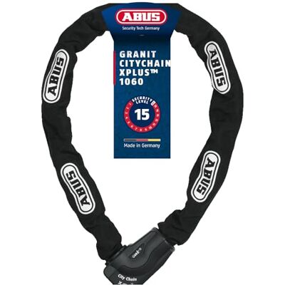 Abus Unisex CityChain 1060/110 Kettenschloss mit Codekarte Schluesselschloss, Schwarz, 110 cm Abus Unisex CityChain 1060/110 Kettenschloss mit Codekarte Schluesselschloss, Schwarz, 110 cm