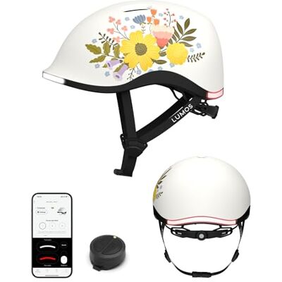 Lumos Nyxel Flower Power Smart-Fahrradhelm, anpassbare LED-Leuchten vorne und hinten, mit Blinkern, 360° Sichtbarkeit, App-gesteuert, bequemer Leichter Skateboard-Helm Erwachsene, Herren Damen Gr. M Lumos Nyxel Flower Power Smart-Fahrradhelm, anpassbare LED-Leuchten vorne und hinten, mit Blinkern, 360° Sichtbarkeit, App-gesteuert, bequemer Leichter Skateboard-Helm Erwachsene, Herren Damen Gr. M