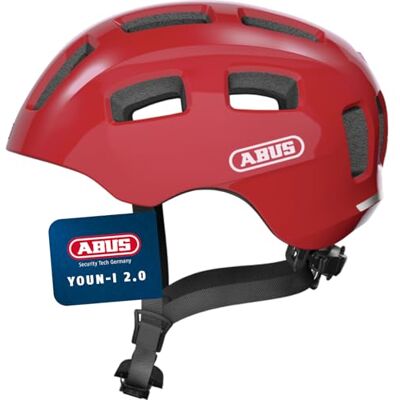 Abus Fahrradhelm Youn-I 2.0 mit Licht für Kinder, Jugendliche und junge Erwachsene für Mädels und Jungs Rot, Größe M Abus Fahrradhelm Youn-I 2.0 mit Licht für Kinder, Jugendliche und junge Erwachsene für Mädels und Jungs Rot, Größe M