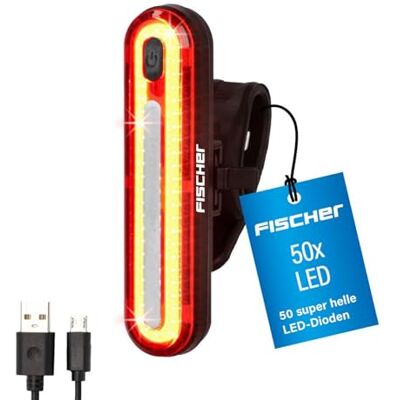 Fischer LED Akku Stableuchte, Rücklicht, Fahrradbeleuchtung, Fahrrad-Rückleuchte, aufladbar, Schutzart IPX4, schwarz Fischer LED Akku Stableuchte, Rücklicht, Fahrradbeleuchtung, Fahrrad-Rückleuchte, aufladbar, Schutzart IPX4, schwarz