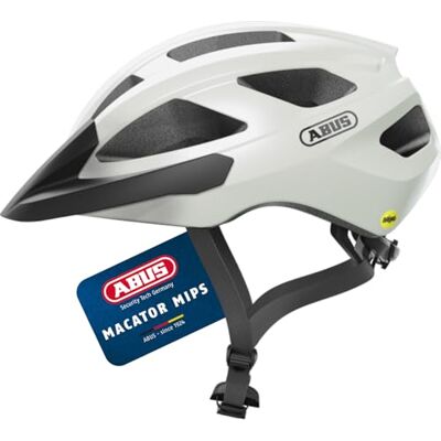 Abus Rennradhelm Macator MIPS Fahrradhelm für Einsteiger mit Schirm geeignet Zopfträger Damen und Herren Weiß, Größe L, L (58-62 cm) Abus Rennradhelm Macator MIPS Fahrradhelm für Einsteiger mit Schirm geeignet Zopfträger Damen und Herren Weiß, Größe L, L (58-62 cm)