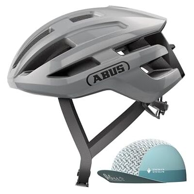 Abus Rennradhelm PowerDome ACE mit Race Cap leichter Fahrradhelm mit cleverem Belüftungssystem Made in Italy für Damen und Herren Grau, Größe M Abus Rennradhelm PowerDome ACE mit Race Cap leichter Fahrradhelm mit cleverem Belüftungssystem Made in Italy für Damen und Herren Grau, Größe M