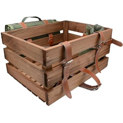 UNUS Fahrradkiste Fahrradkorb Holzkiste für hinten mit Picknickdecke und Flaschenhalter UNUS Fahrradkiste Fahrradkorb Holzkiste für hinten mit Picknickdecke und Flaschenhalter