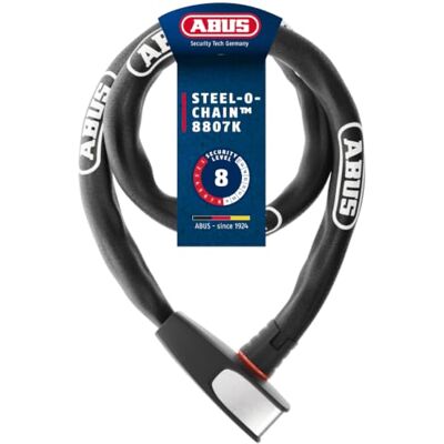 Abus Kettenschloss Steel-O-Chain 8807K – Flexibles Fahrradschloss aus gehärtetem Stahl – -Sicherheitslevel 8 Abus Kettenschloss Steel-O-Chain 8807K – Flexibles Fahrradschloss aus gehärtetem Stahl – -Sicherheitslevel 8