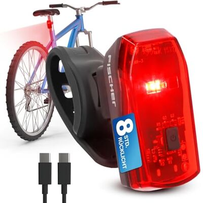 Fischer Basic Fahrrad Rücklicht LED Fahrradlicht hinten mit Akku USB-C Ladung & 8 h Leuchtdauer Zulassung StVZO Fischer Basic Fahrrad Rücklicht LED Fahrradlicht hinten mit Akku USB-C Ladung & 8 h Leuchtdauer Zulassung StVZO