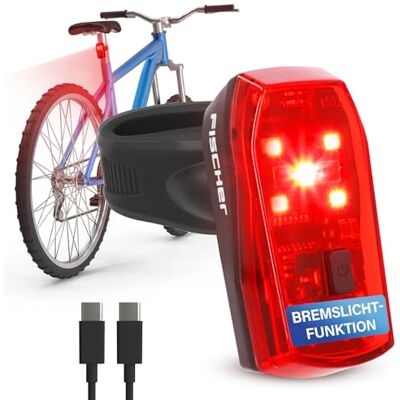 Fischer Basic Stop Fahrrad Rücklicht LED Fahrradlicht mit Bremslicht-Funktion mit Akku USB-C Ladung & 11 h Leuchtdauer Zulassung StVZO Fischer Basic Stop Fahrrad Rücklicht LED Fahrradlicht mit Bremslicht-Funktion mit Akku USB-C Ladung & 11 h Leuchtdauer Zulassung StVZO