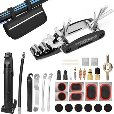 Carehabi Fahrrad Reparaturset 39 PCS Fahrradflickzeug Set Fahrrad Werkzeug mit 16-in-1 Multitool Fahrradpumpe Reifenheber Leimfreie Reifen Fahrradventil Fahrradreifen Reparaturset Carehabi Fahrrad Reparaturset 39 PCS Fahrradflickzeug Set Fahrrad Werkzeug mit 16-in-1 Multitool Fahrradpumpe Reifenheber Leimfreie Reifen Fahrradventil Fahrradreifen Reparaturset