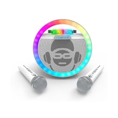 iDance Bluetooth-Lautsprecher mit 2 Mikrofonen, tragbares Karaoke, Größe 25 cm, langlebiger Akku, Discolichter, Handyhalterung, kompatibel mit YouTube und Spotify, für Party iDance Bluetooth-Lautsprecher mit 2 Mikrofonen, tragbares Karaoke, Größe 25 cm, langlebiger Akku, Discolichter, Handyhalterung, kompatibel mit YouTube und Spotify, für Party