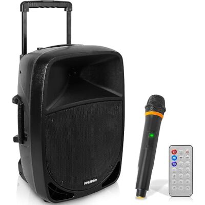 Pyle PSBT125A Tragbarer Bluetooth Karaoke Lautsprecher - 1200W mit Wireless Mikrofon Pyle PSBT125A Tragbarer Bluetooth Karaoke Lautsprecher - 1200W mit Wireless Mikrofon